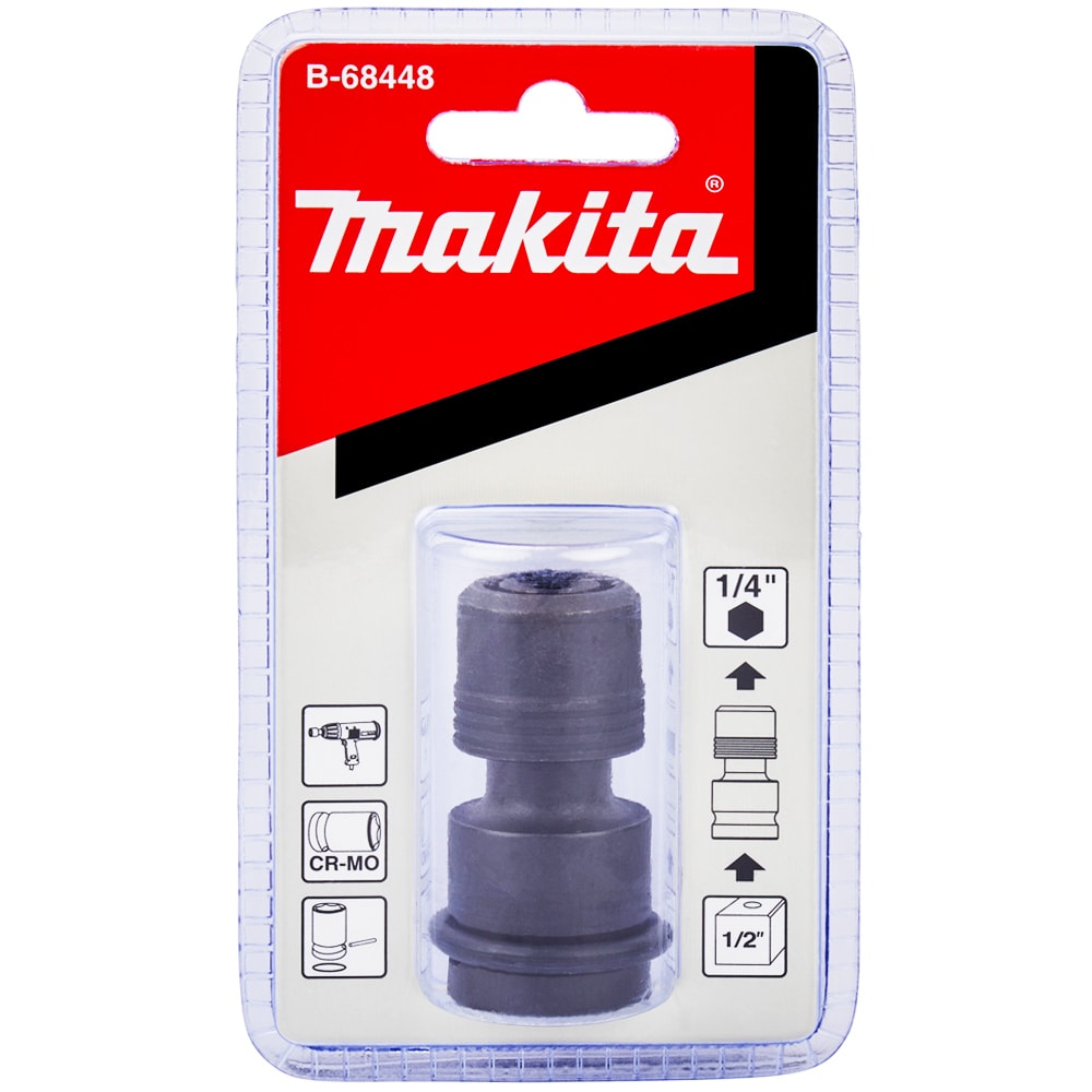 Адаптер ударный с 1/2" квадрат на 1/4" HEX MAKITA (B-68448)