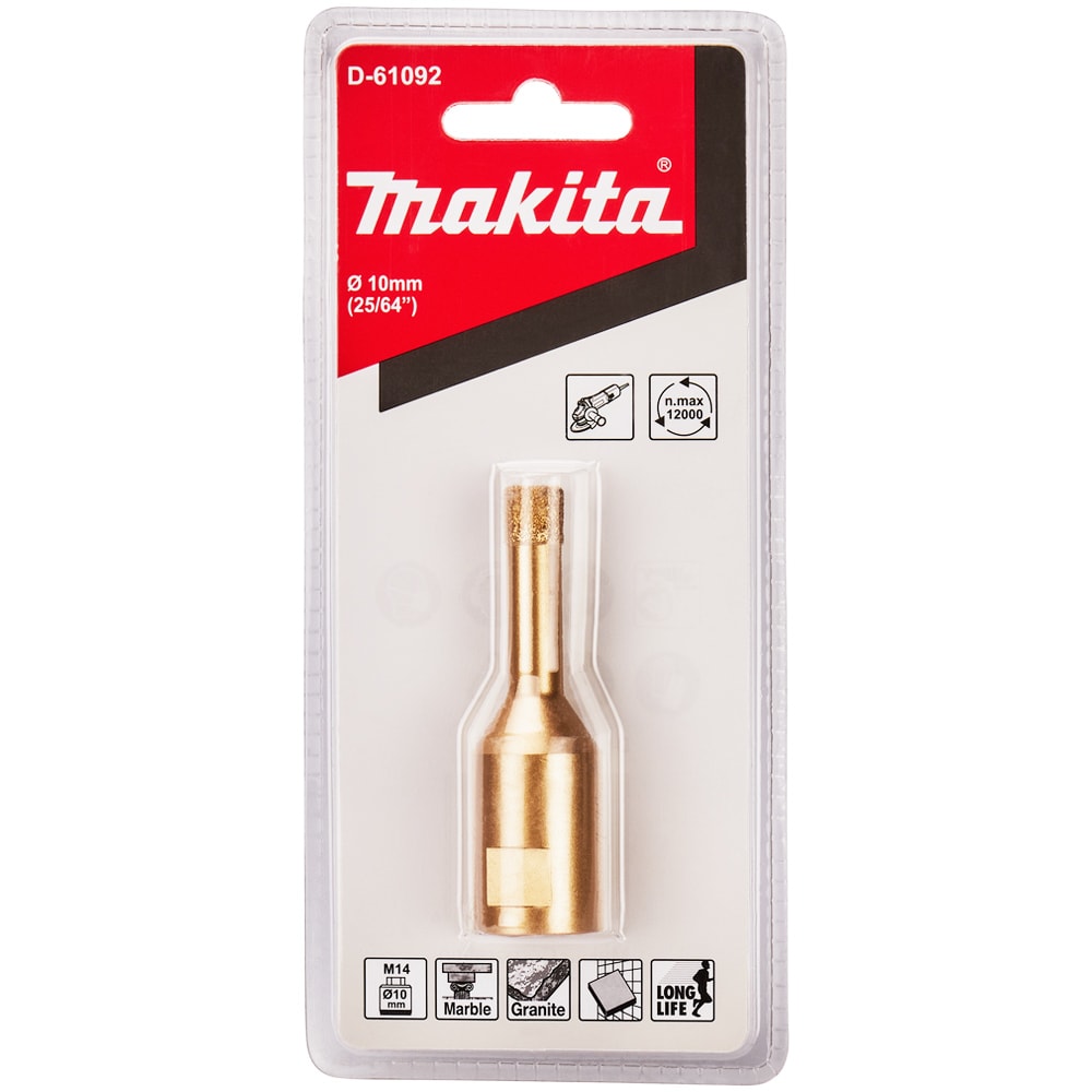 Коронка алмазная 10 мм для УШМ М14 (плитка / гранит), MAKITA