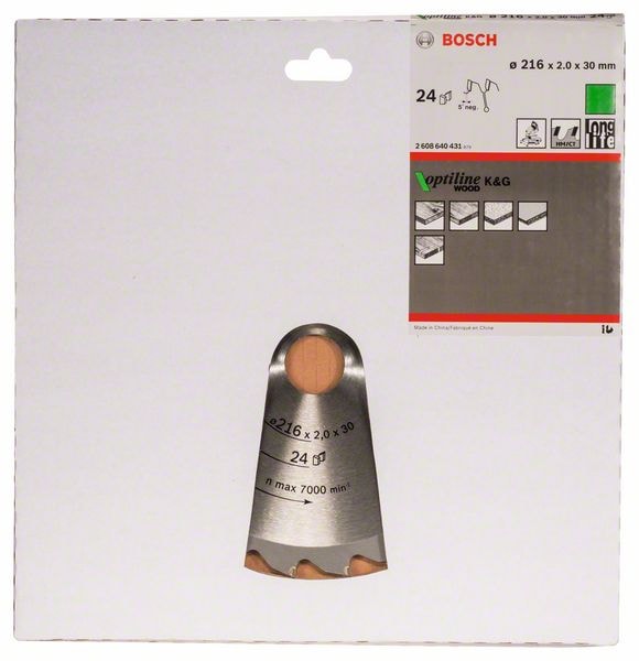 Диск пильный 216х2,0х30 мм Z24 Optiline Wood, BOSCH