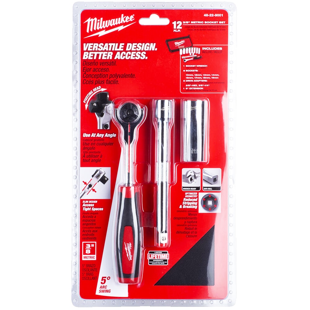 Набор головок 3/8" (12 шт) с трещоткой Milwaukee (48229001)