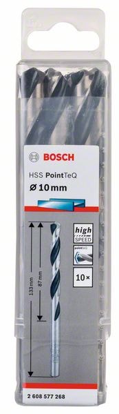 Сверло по металлу 10х133 мм HSS PointTeQ (10 шт) BOSCH (2608577268)