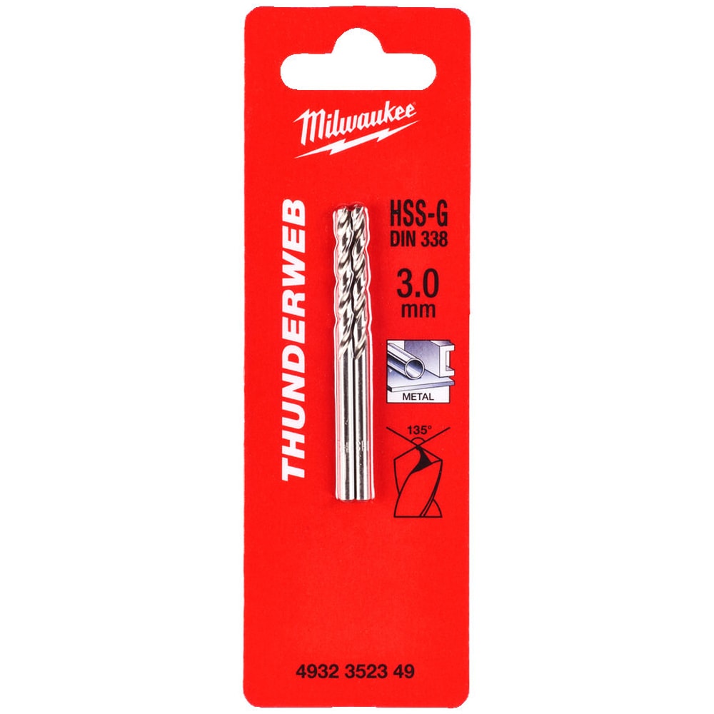 Сверло по металлу 3x61 мм (2 шт) HSS-G Thunderweb Milwaukee (4932352349)