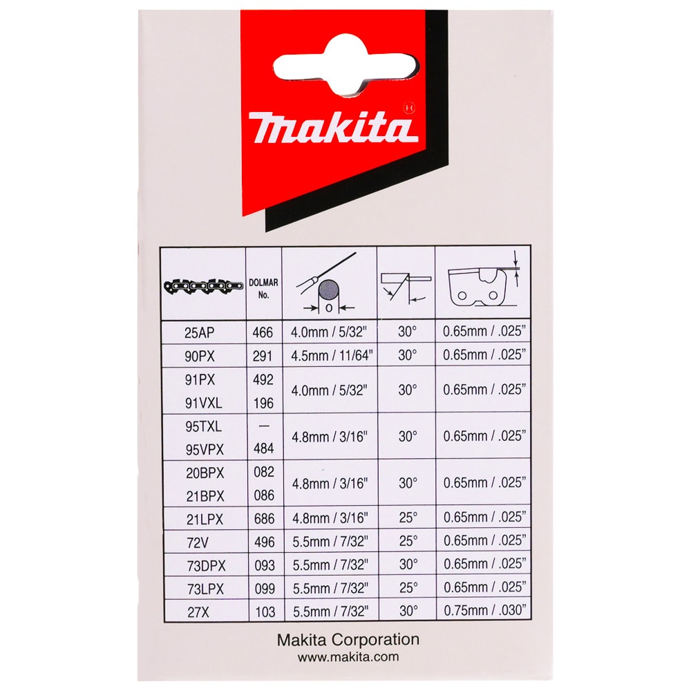 Цепь 35 см (3/8" 1,1 мм 52 зв) к пиле DUC353Z / DUC355Z / DUC356Z / DUC357Z / UC3520A MAKITA (191H02-6), фото 2