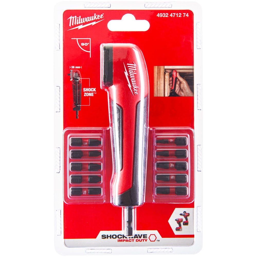 Угловая насадка 90° Shockwave + 10 бит Milwaukee (4932471274)