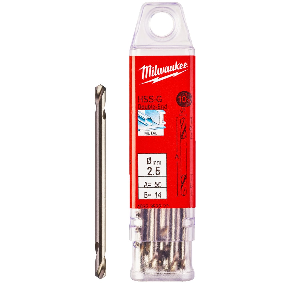 Сверло по металлу двухстороннее 2,5x55 мм HSS-G (10 шт) Round Shank Milwaukee (4932352222)