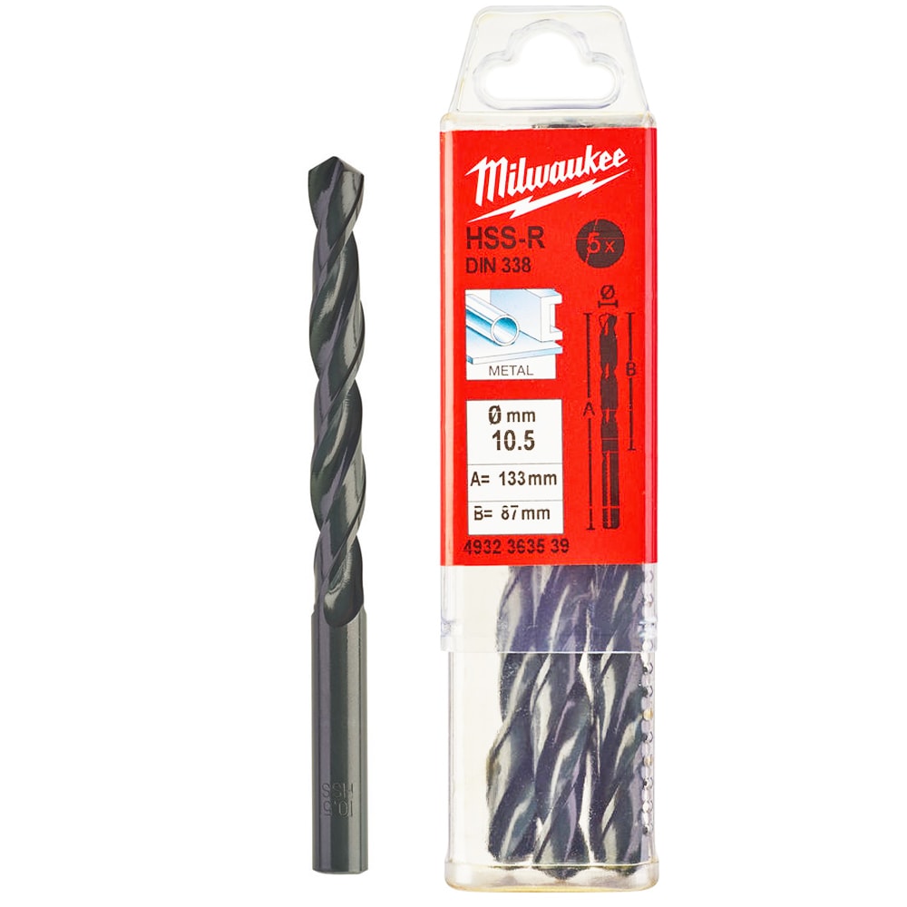 Сверло по металлу 10,5x133 мм HSS-R (5 шт) Milwaukee (4932363539)