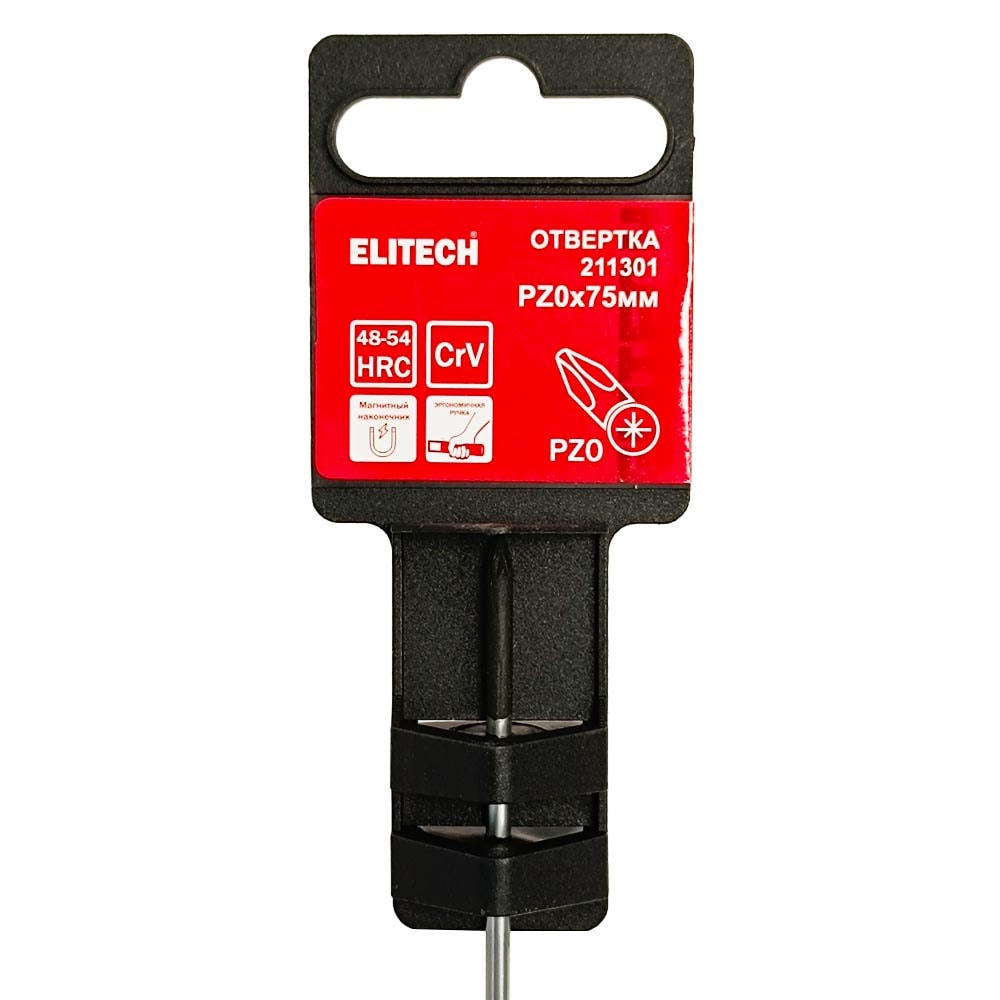 Отвертка PZ0 х 75 мм с магнитным наконечником ELITECH (211301), фото 2