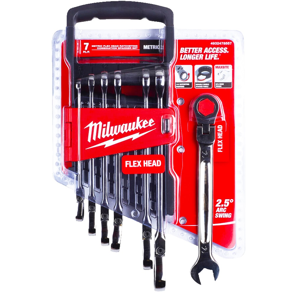 Набор метрических ключей с шарниром 180 ° (8-17 мм / 7 шт) MAX BITE Milwaukee (4932478557)