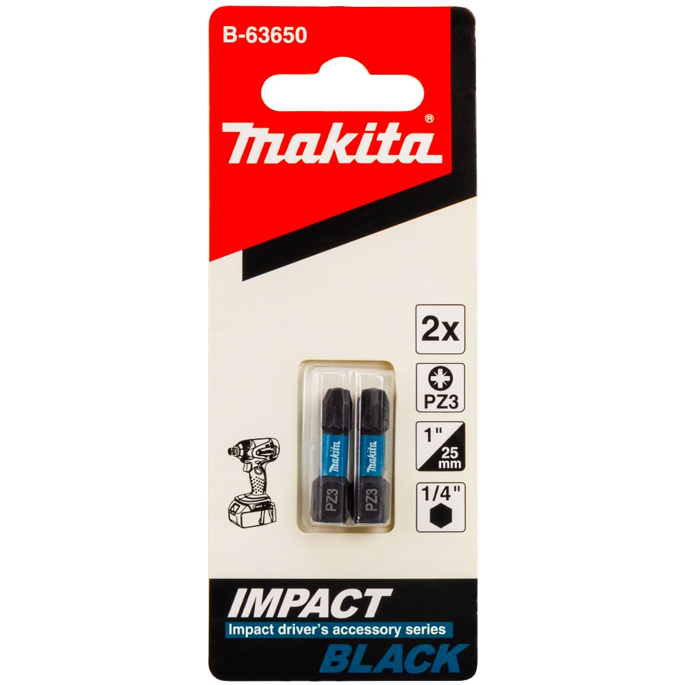 Бита ударная PZ3 25 мм Impact Black (2 шт) MAKITA (B-63650)