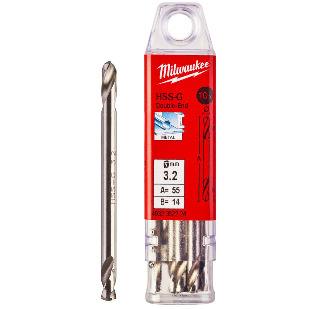 Сверло по металлу двухстороннее 3,2x55 мм HSS-G (10 шт) Round Shank Milwaukee (4932352224)
