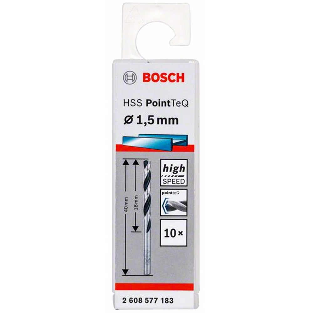Сверло по металлу HSS PointTeQ 1,5 мм (10 шт), BOSCH, фото 3