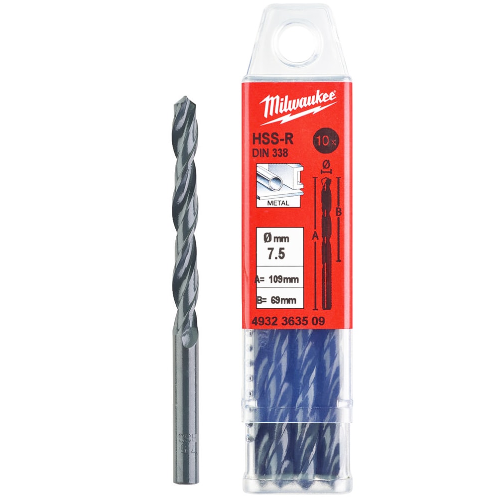 Сверло по металлу 7,5х109 мм HSS-R (10 шт) Milwaukee (4932363509)