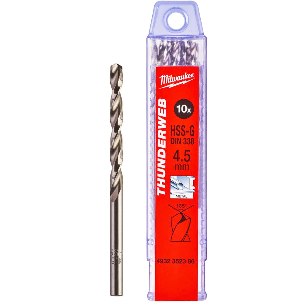Сверло по металлу 4,5x80 мм (10 шт) HSS-G Thunderweb Milwaukee (4932352386)