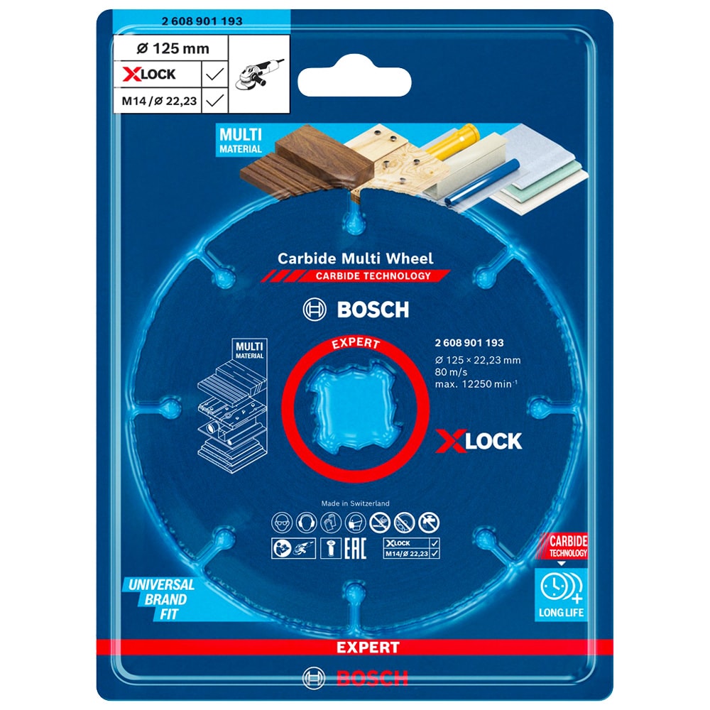 Диск твердостплавный 125х1х X-Lock Expert Multi Wheel (для УШМ), BOSCH