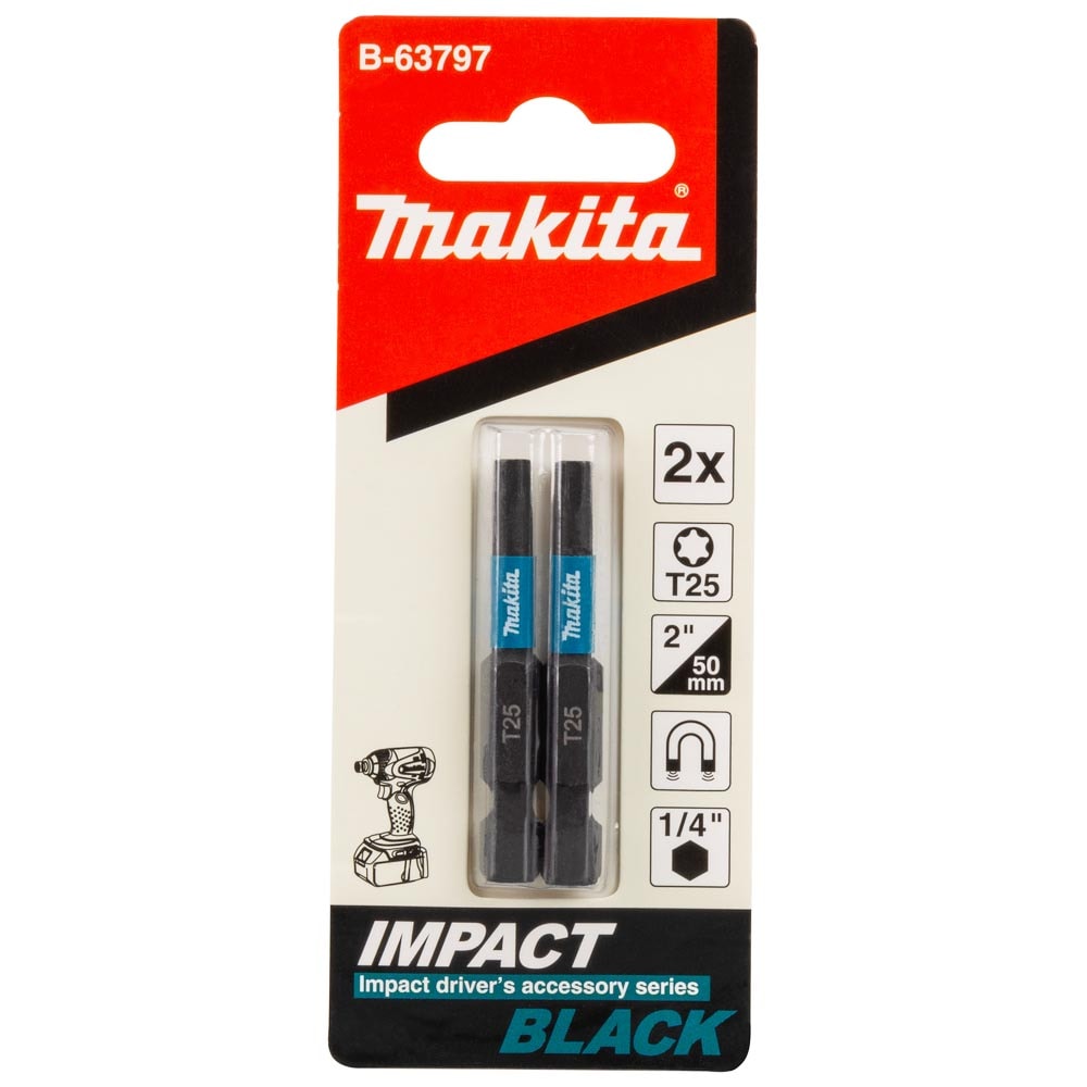 Бита ударная T25 50 мм Impact Black (2 шт) MAKITA (B-63797)