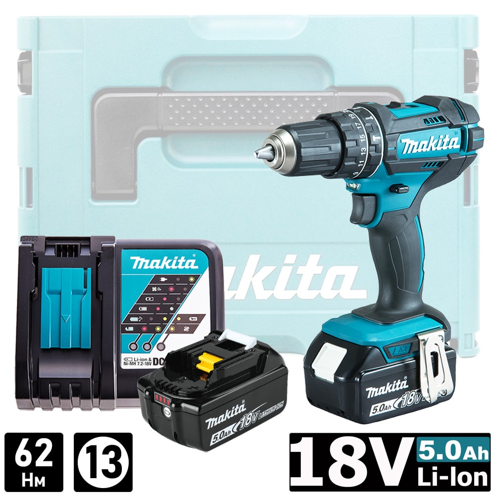 Дрель-шуруповерт ударная аккумуляторная DHP482RTJ (DHP 482 RTJ) MAKITA