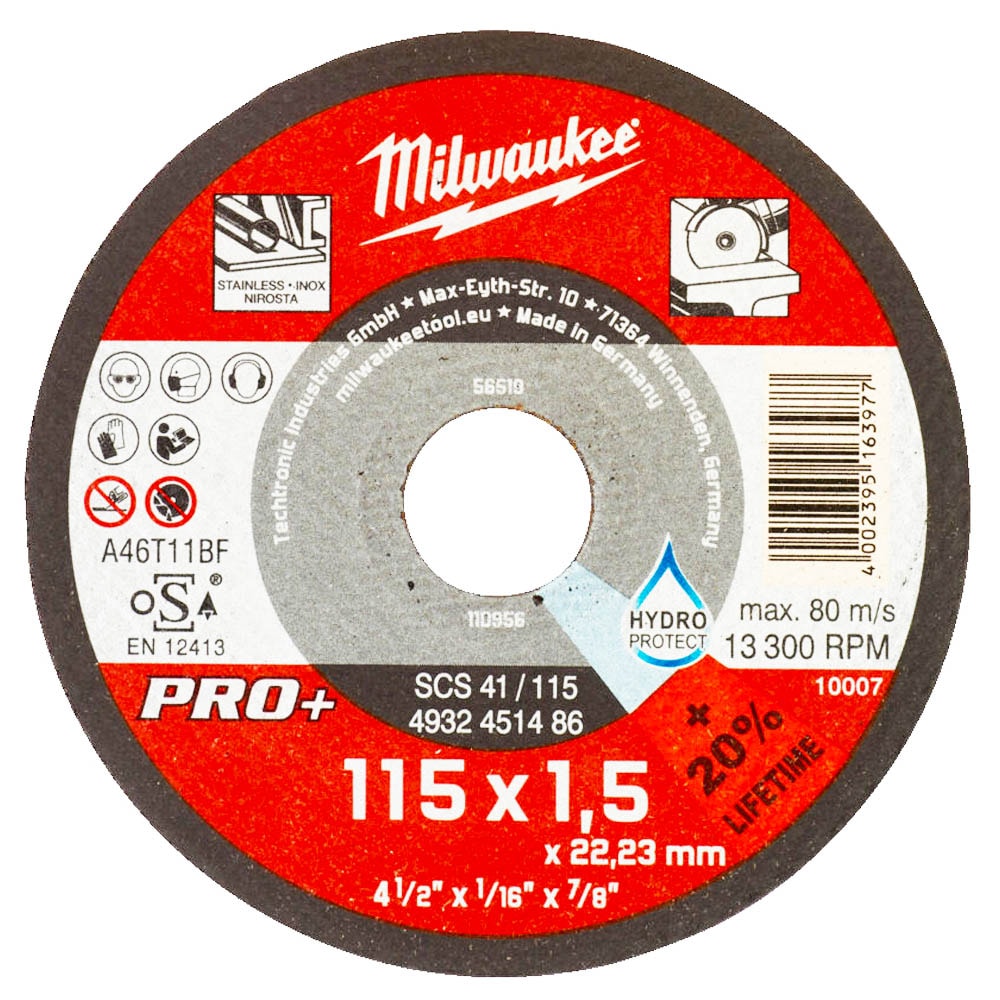 Отрезной круг 115х1,5х22,23 мм SCS 41 для металла Milwaukee (4932451486)