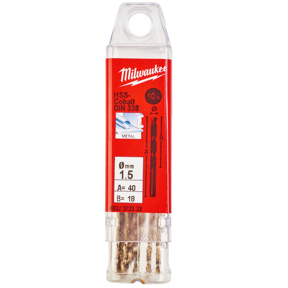 Сверло по металлу 1.5x40 мм HSS-Co (10 шт) Milwaukee (4932373333), фото 3