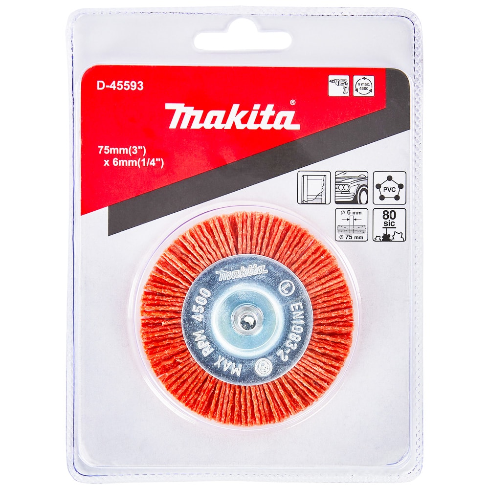 Щетка дисковая нейлоновая (75 мм / G80 / 6 мм) MAKITA (D-45593)