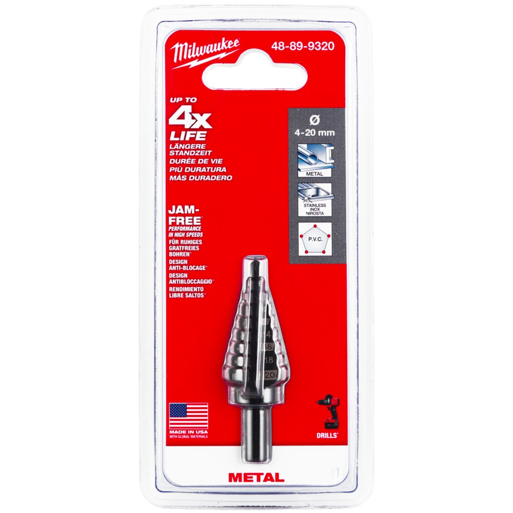 Ступенчатое сверло Step Drill 4-20 мм (шаг 2 мм) Milwaukee (48899320)