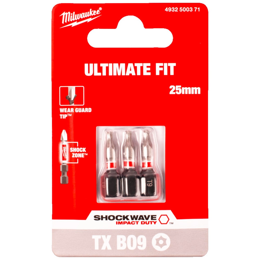Бита ударная Shockwave Impact Duty TX BO9 25 мм (3 шт) GEN III Milwaukee (4932500371)