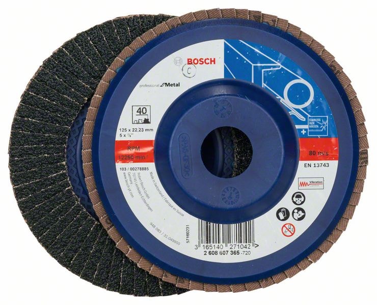 Лепестковый шлифкруг Expert for Metal 125x22,23 мм P40 (плоский) BOSCH (2608607365)