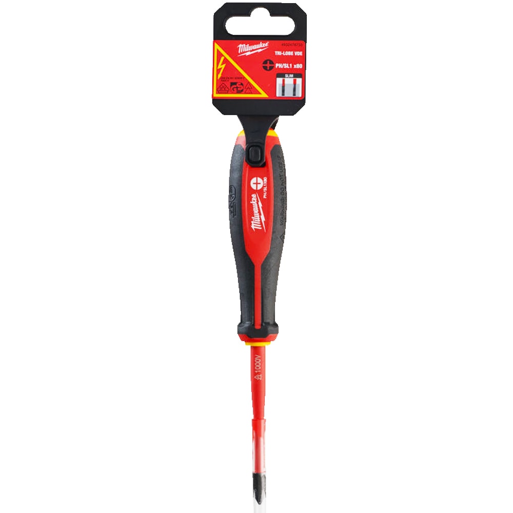 Отвертка VDE PH/SL1x80 диэлектрическая Milwaukee (4932478733)