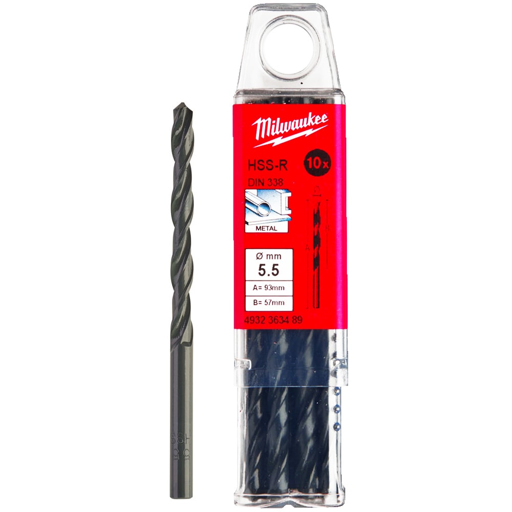 Сверло по металлу 5,5х93 мм HSS-R (10 шт) Milwaukee (4932363489)