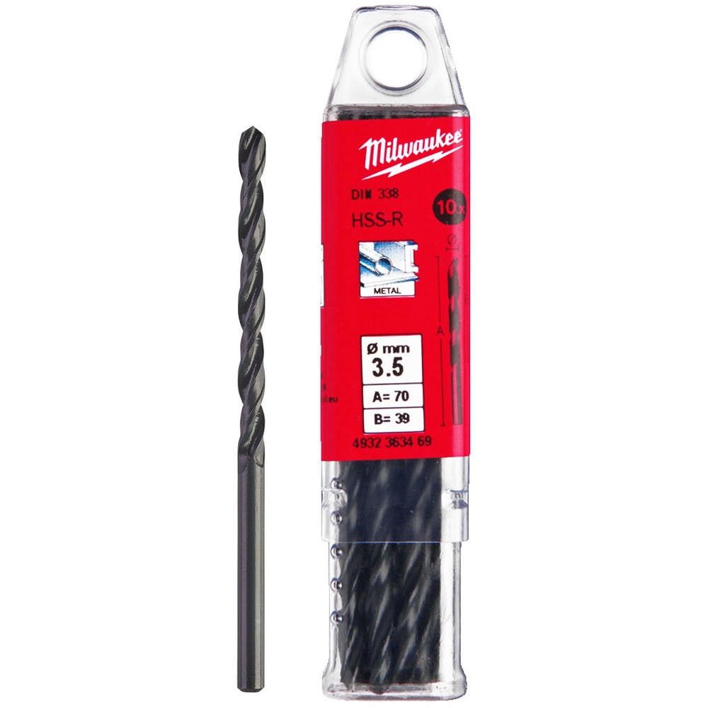 Сверло по металлу 3,5х70 мм HSS-R (10 шт) Milwaukee (4932363469)