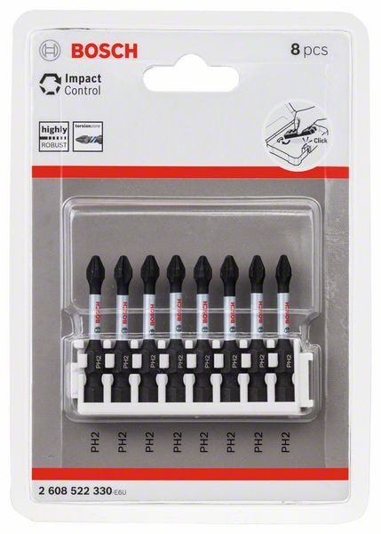 Набор бит PH2 50 мм Impact Control (8 шт) BOSCH (2608522330)