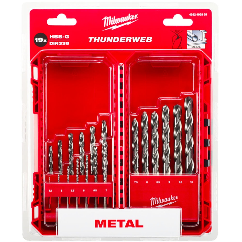 Набор сверл по металлу 1-10 мм HSS-G Thunderweb GEN III Milwaukee (4932493869)