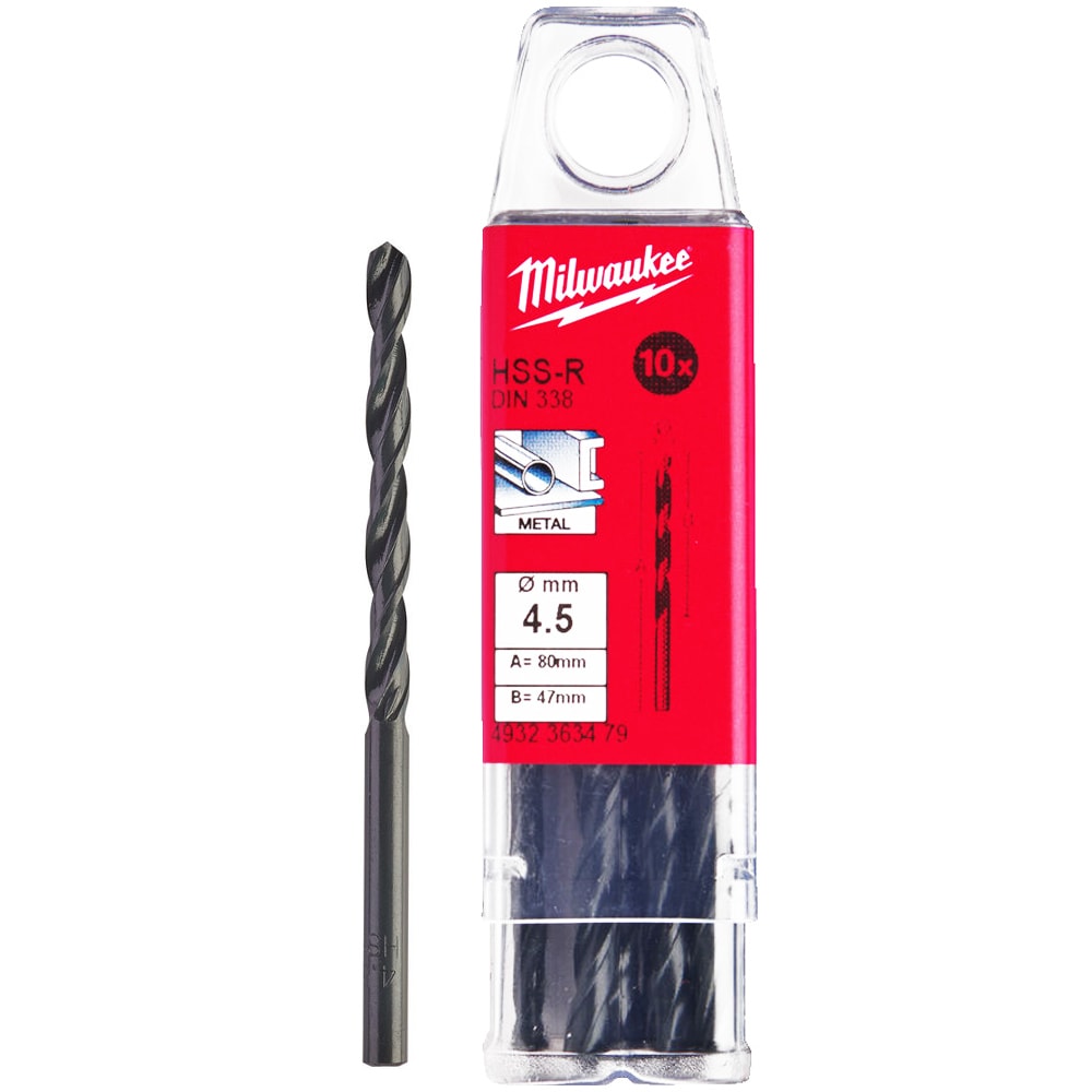 Сверло по металлу 4,5x80 мм HSS-R (10 шт) Milwaukee (4932363479)