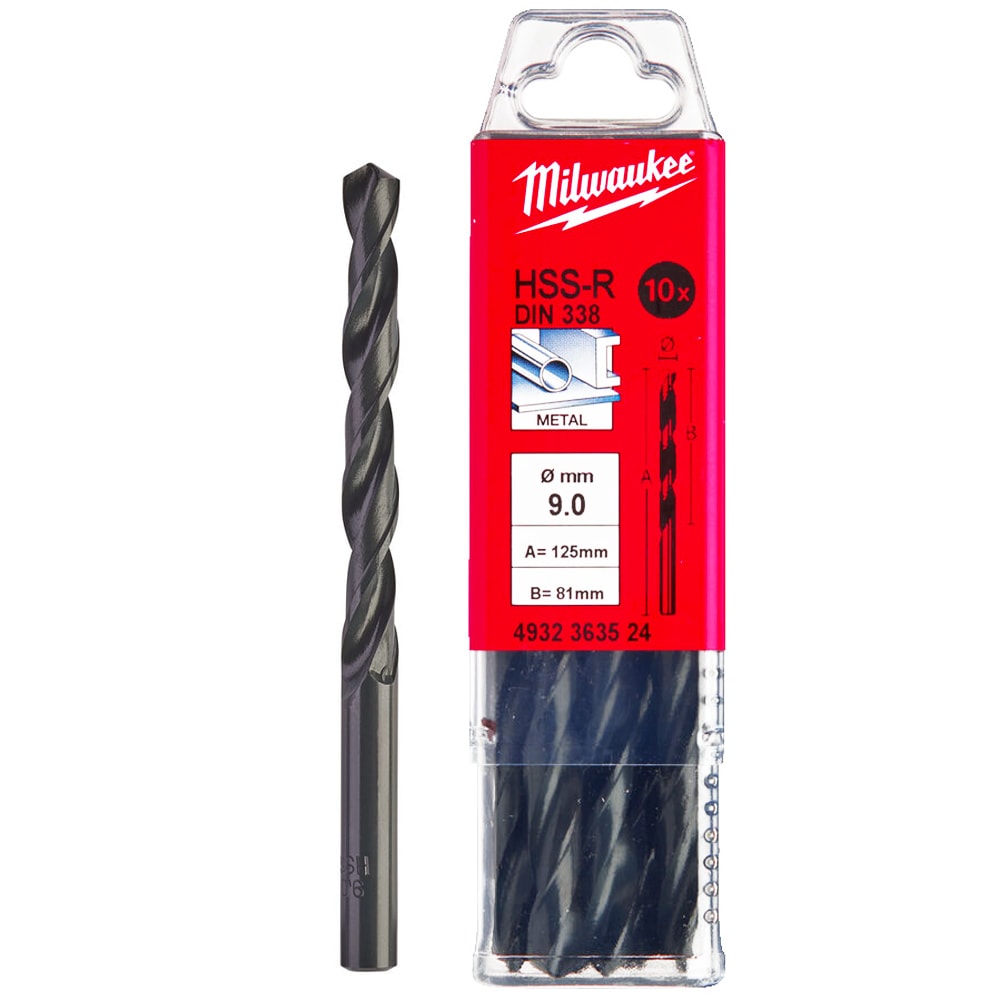 Сверло по металлу 9х125 мм HSS-R (10 шт) Milwaukee (4932363524)