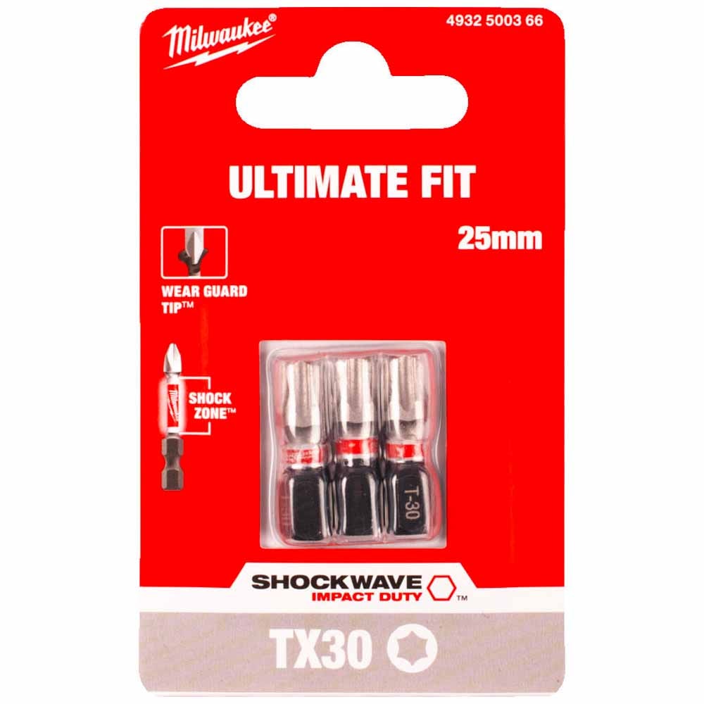 Бита ударная Shockwave Impact Duty TX30 25 мм (3 шт) Milwaukee (4932500366)