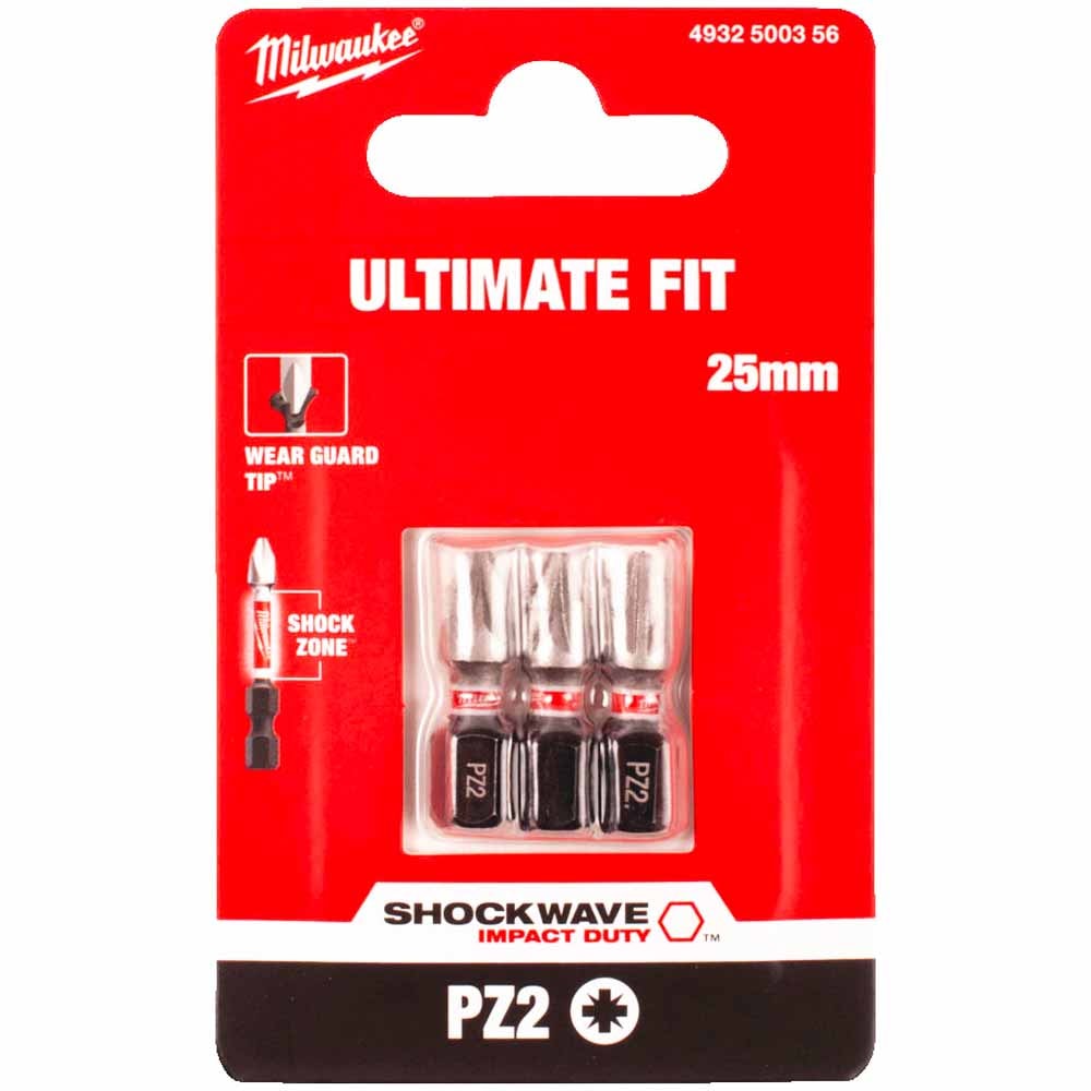 Бита ударная Shockwave Impact Duty PZ2 25 мм (3 шт) Milwaukee (4932500356)