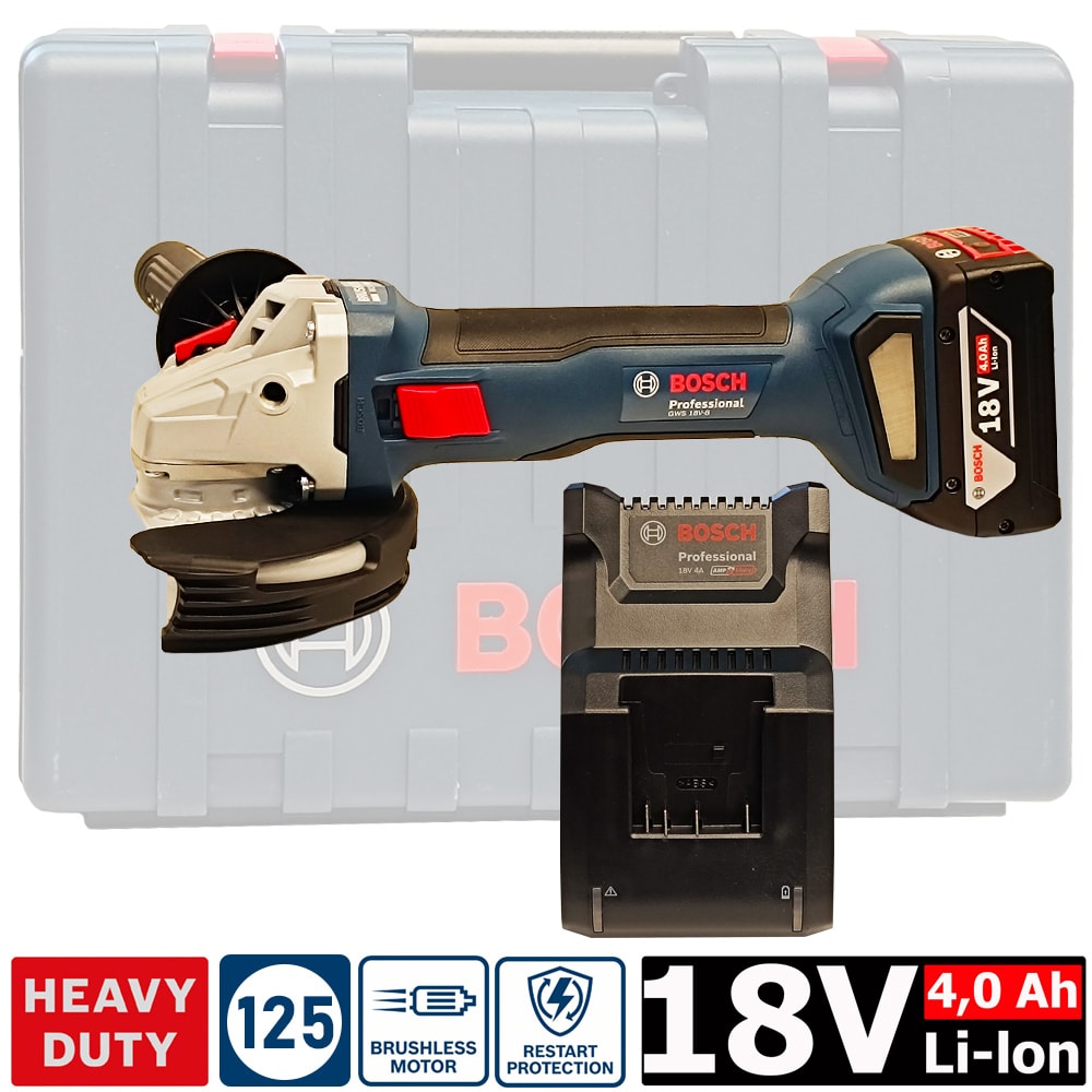 Угловая шлифмашина аккумуляторная GWS 18V-8 Professional BOSCH (06019N9021)