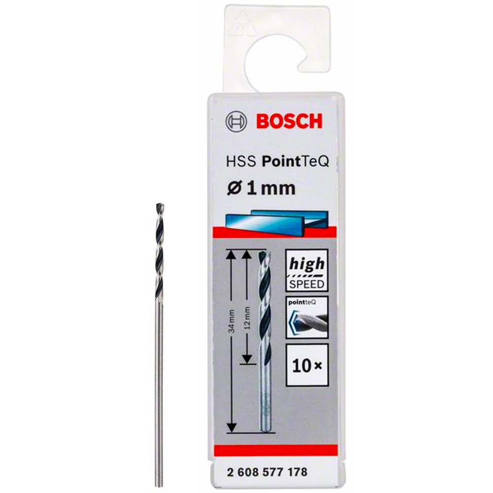 Сверло по металлу HSS PointTeQ 1,0 мм (10 шт), BOSCH