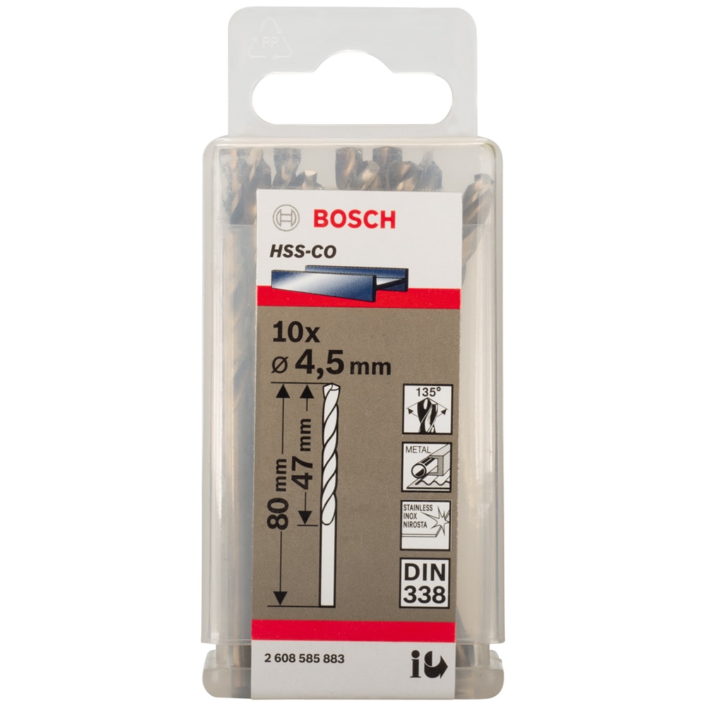 Сверло по металлу HSS-Co 4,5x47x80 мм (10 шт) BOSCH (2608585883)