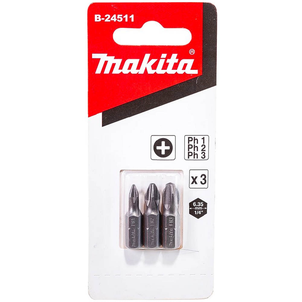 Бита PH1/PH2/PH3 25 мм C-form (3 шт), MAKITA
