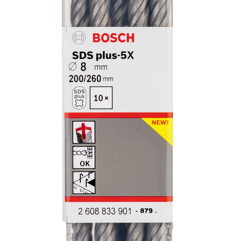 SDS-plus-5X бур, 8x200x260 мм (10 шт), BOSCH, фото 3