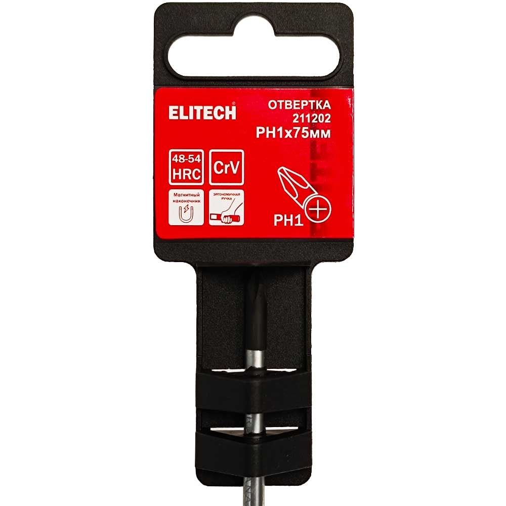 Отвертка PH1 х 75 мм с магнитным наконечником ELITECH (211202), фото 2