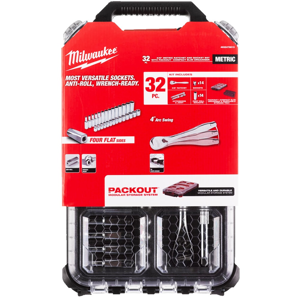 Набор головок 6-19 мм 3/8" (32 шт) с трещеткой в кейсе PACKOUT Milwaukee (4932478813)
