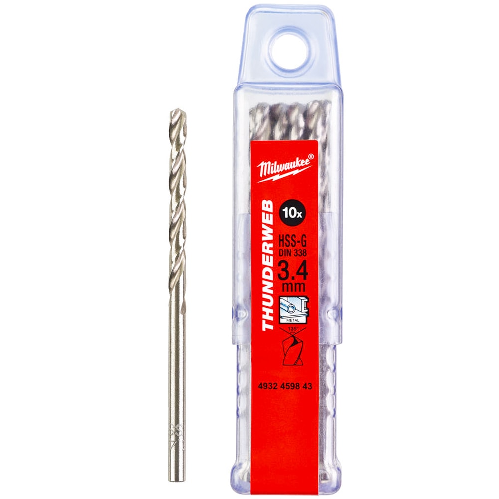 Сверло по металлу 3,4x70 мм HSS-G (10 шт) Thunderweb Milwaukee (4932459843)