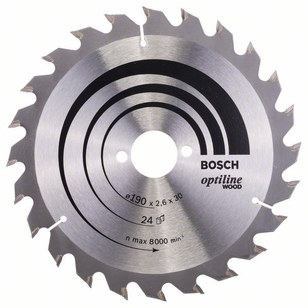 Диск пильный 190х2,6х30 мм Z24 Optiline Wood, BOSCH, фото 2