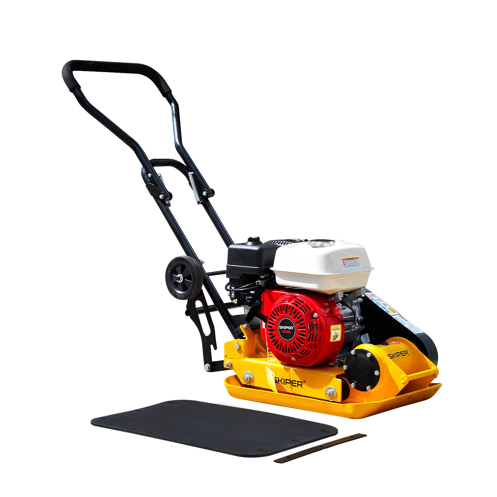 Виброплита SKIPER C60H-WM (Honda GX160, 5.5л.с., плита 53х37см., 11кН, 25м/мин, рез. ковр, колёса)