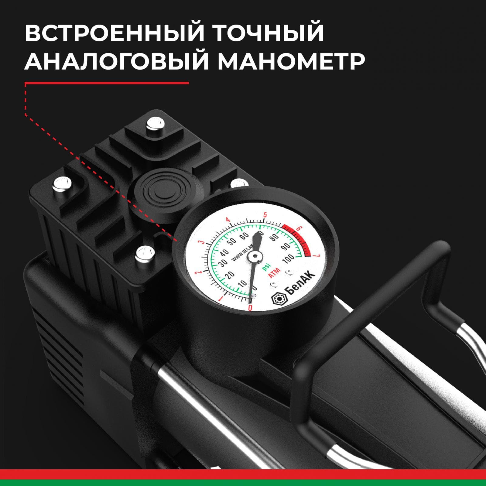 Компрессор автомобильный БелАК МИСТРАЛЬ-75 12V 75л/мин, фото 6