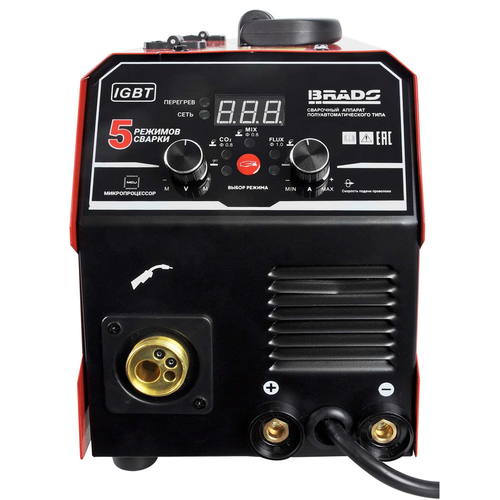 Полуавтомат сварочный BRADO MIG/MMA-220L-25 (220А; МИКРОПРОЦЕССОР; MIG/FLUX/MMA/TIG; еврорукав 3м), фото 5