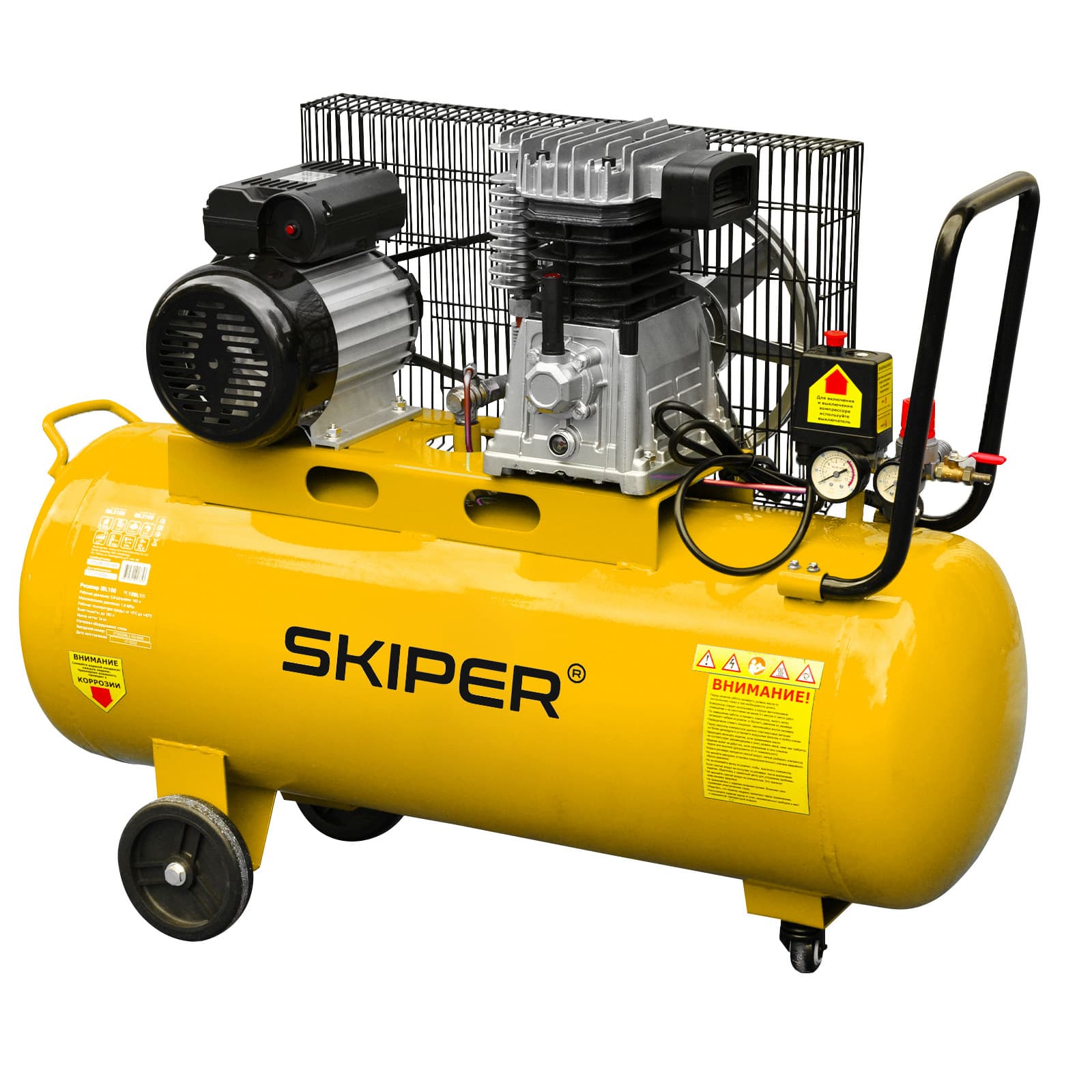 Воздушный компрессор SKIPER IBL3100 (до 395л/мин, 8атм, 100л, 230В, 2.2кВт, итальянский тип)