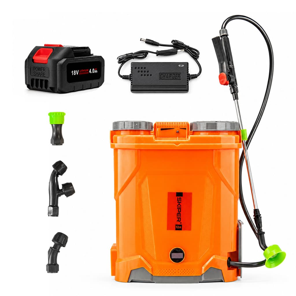 Опрыскиватель аккумуляторный SKIPER SB-1218 (12л, ранц., 18В*4А/ч, 1,2м шланг)