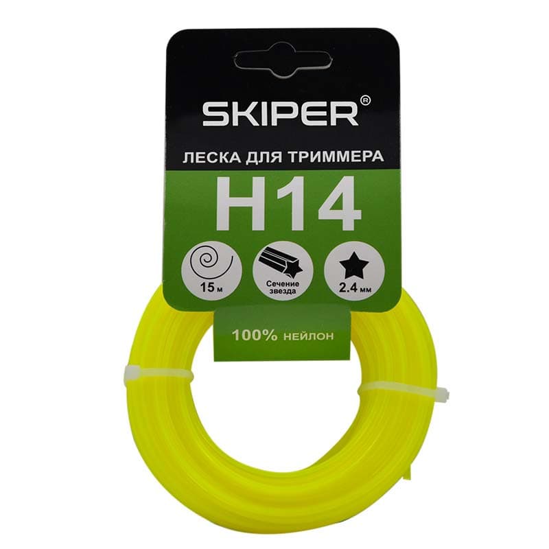 Леска SKIPER H14 (ф 2.4 мм х 15 м "звездочка", желт.)